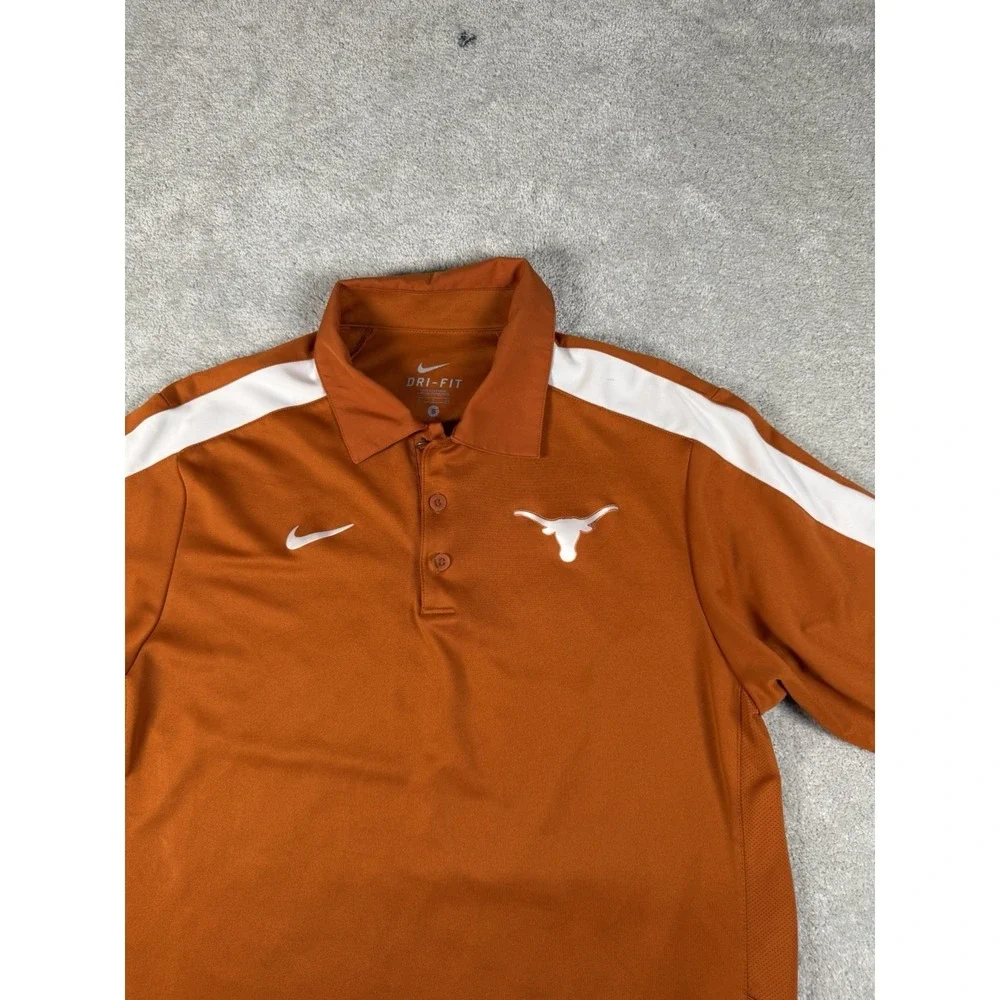 Texas Longhorns Polo Shirt Mens S Orange White NCAA Football Nike Team Dri Fit *